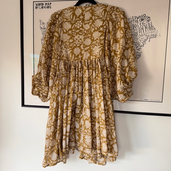 DAUGHTERS OF INDIA Kyra Block Print Cotton Mini Dress Size Small S - Picture 7 of 11